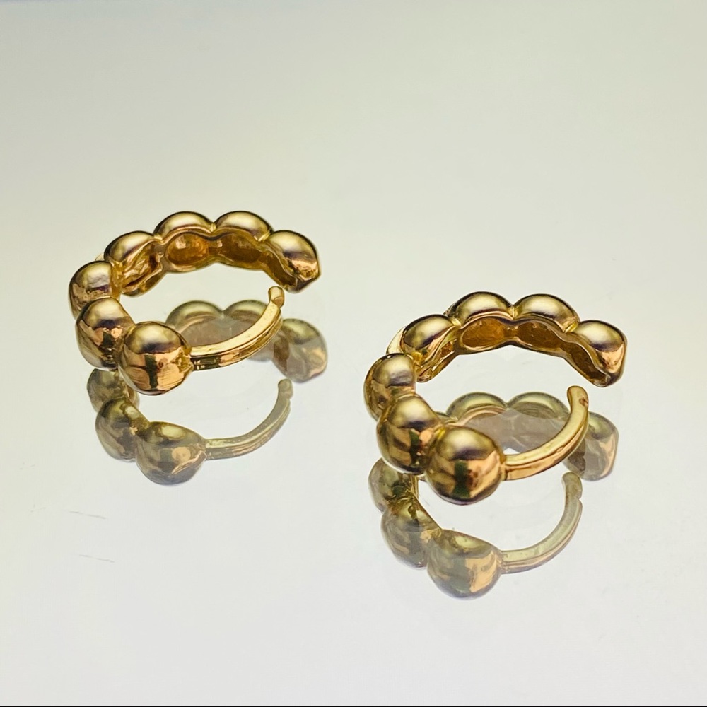 Gold Bead Huggies - Picture 2 of 10